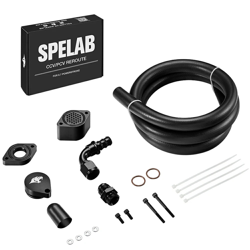 SPELAB Enhanced CCV/PCV Reroute/Delete Engine Ventilation Kit For 11-25 Ford 6.7L Powerstroke