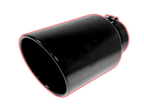 Rolled Angle Cut Exhaust Tip, Black, Bolt On, 4" Inlet, 6" Outlet, 15" Length, Universal ZZ Diesel