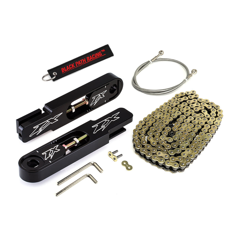 2003-2004 Kawasaki Ninja ZX-6R 5-9" Swingarm Extensions with Brake Line and Chain