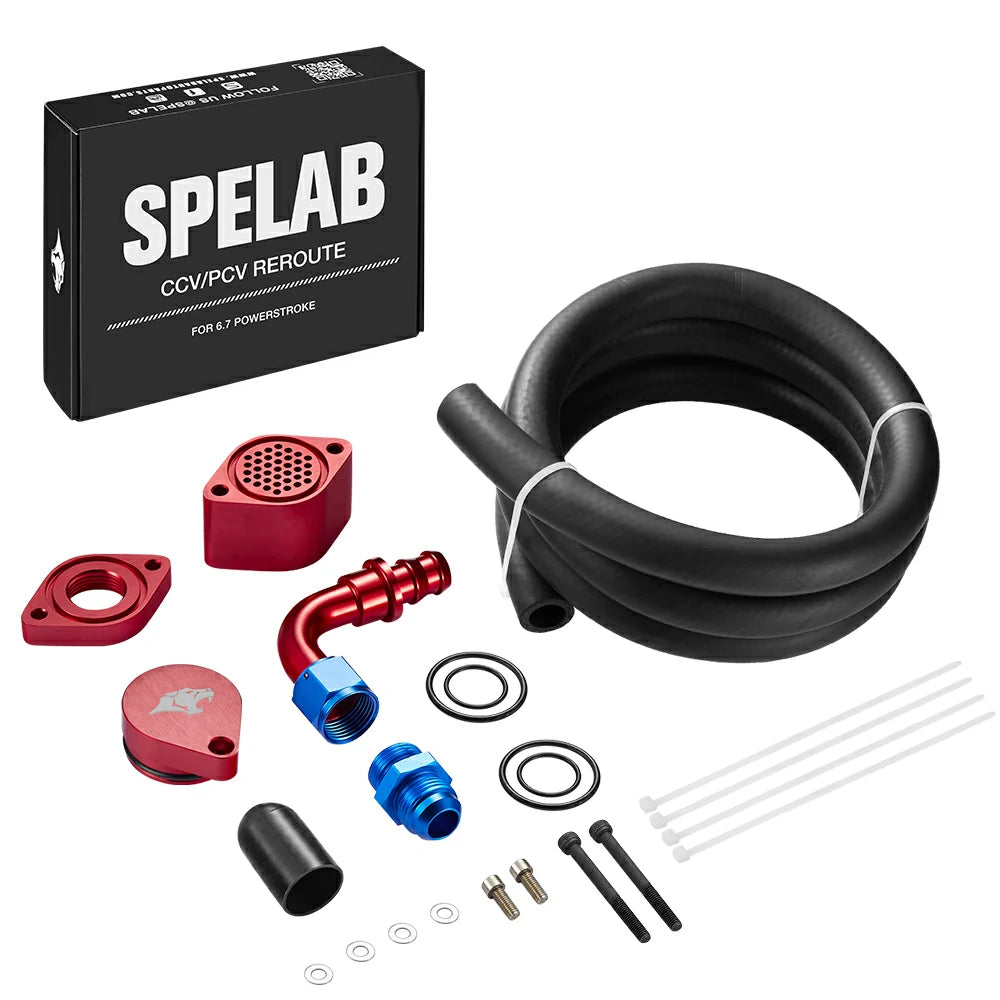 SPELAB Enhanced CCV/PCV Reroute/Delete Engine Ventilation Kit For 11-25 Ford 6.7L Powerstroke