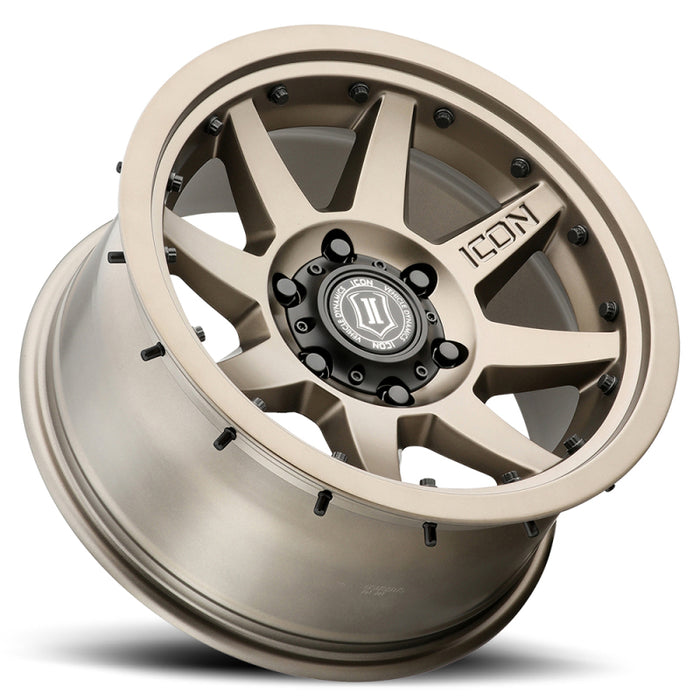 Roue ICON Rebound Pro 17x8,5 5x150 25 mm de déport 5,75 pouces BS 110,1 mm d'alésage en bronze