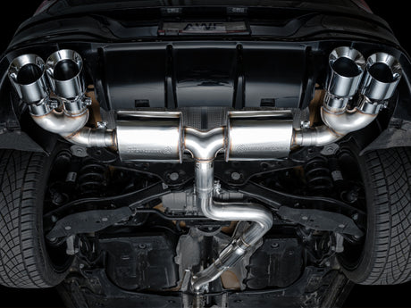 Échappement quadruple AWE MK8 pour Volkswagen Golf R 3 pouces Touring Edition - Embouts chromés argentés