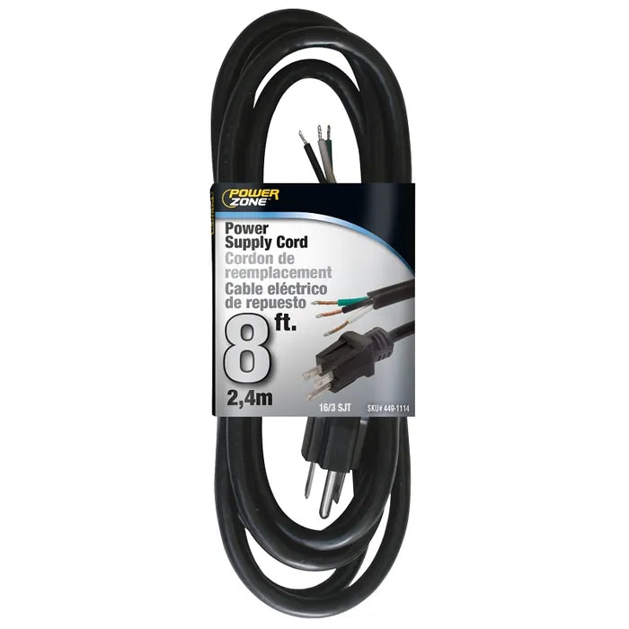 PowerZone® OR010608 8-Foot Power Cord, 13A 125V – Black TekShack