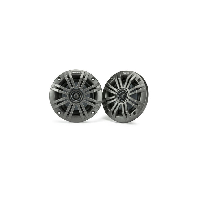 Kicker 45KM42 | 4" Marine Coaxial Speakers 2-Ohm - Charcoal & White Grilles (Pair) Kicker