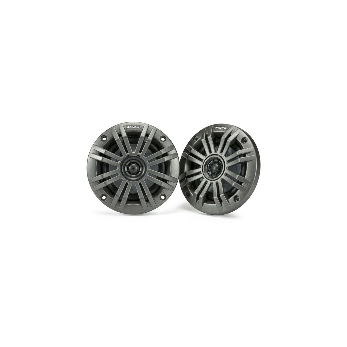 Kicker KM44 | 4" Marine Coaxial Speakers 4-Ohm - Charcoal & White Grilles (Pair) Kicker