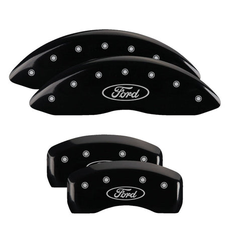 MGP 4 Caliper Covers Engraved 2012+ Ford Explorer Front and Rear - Red - Silver Characters MGP