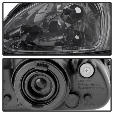 xTune Honda Del Sol 93-97 1Pc Crystal Headlights Smoke HD-ON-HDEL93-1P-SM