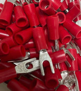 22-18 GA RED FORK SPADE TERMINAL VINYL INSULATED CRIMP WIRE CONNECTOR Unbranded