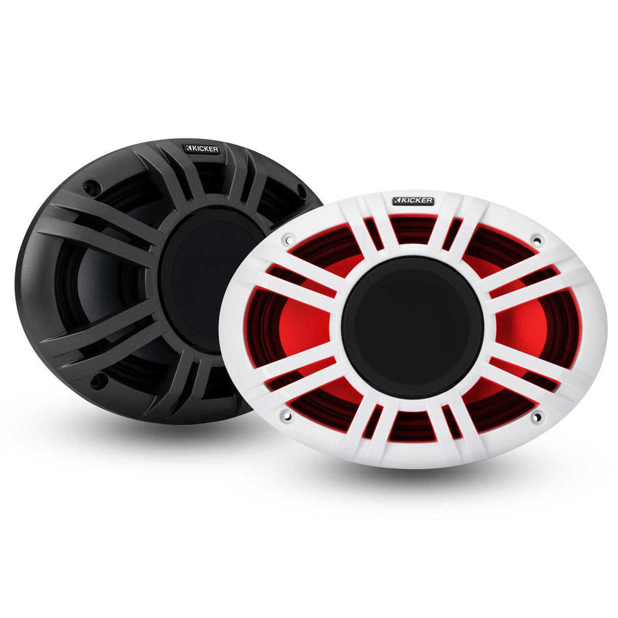Kicker KMXL69 | 6"x9" KMXL Horn RGB LED Marine Coaxial Speakers 4-Ohm (Pair) Kicker
