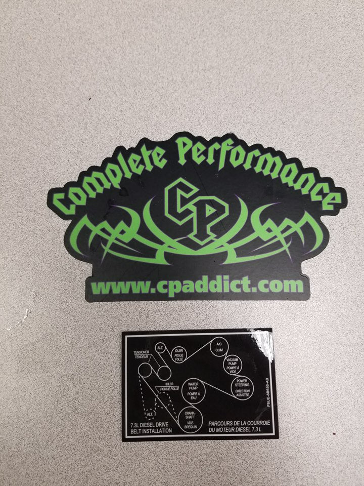 Complete Performance Reproduction Fan Belt Decal (Dual Tensioner) - 1992-1997 Ford F-Series Complete Performance