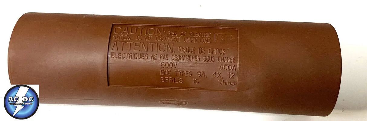 HUBBELL HBLDMBN Double Connector,BROWN, Male-Male ADAPTER 300/400amp 600V New Hubbell