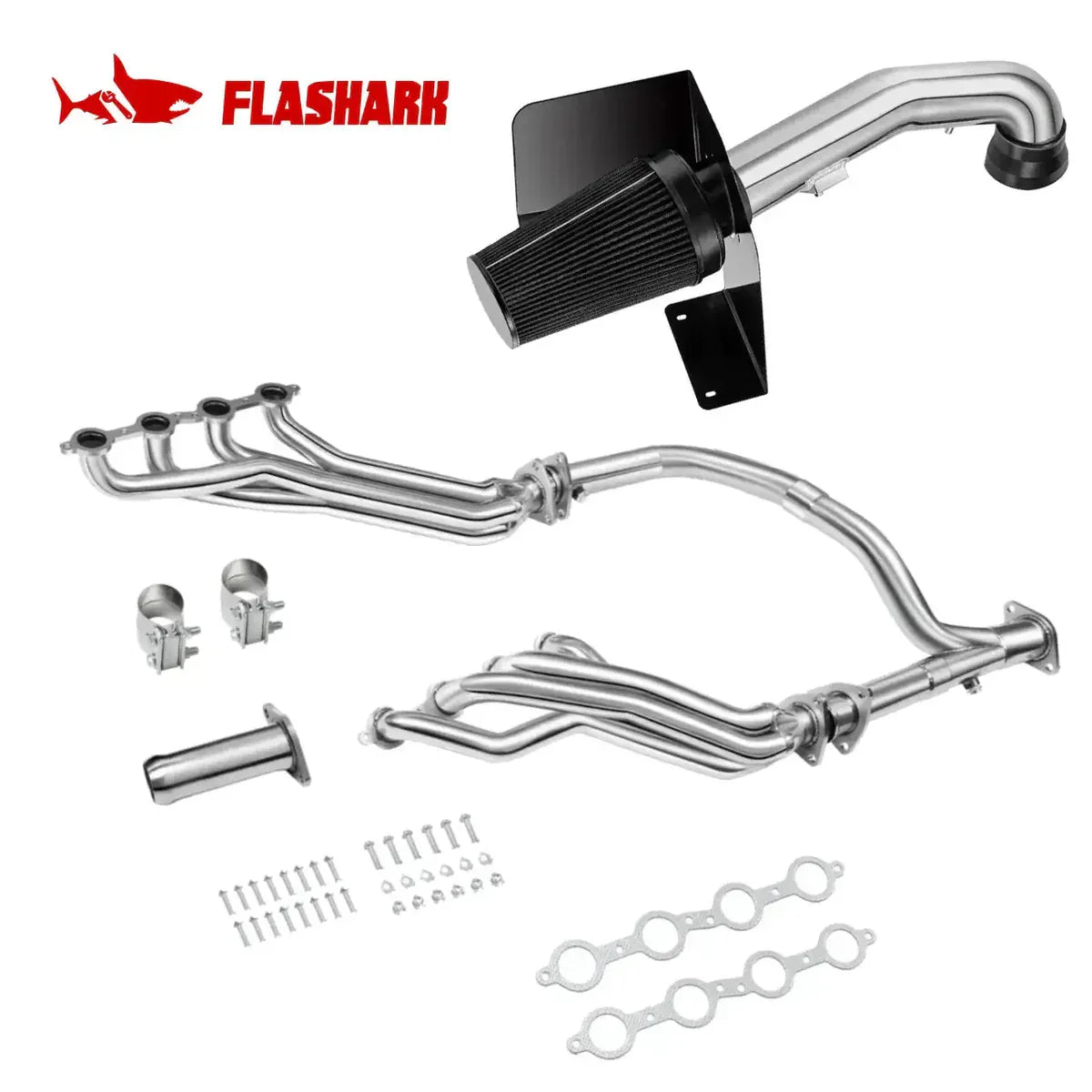 Long Tube Headers for 2007-2014 Chevy Silverado/Suburban/Tahoe GMC Sierra/Yukon Cadillac Escalade 4.8L/5.3L/6.0L/6.2L Vortec Flashark