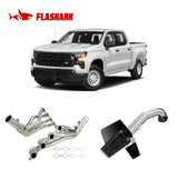 Long Tube Headers for 2007-2014 Chevy Silverado/Suburban/Tahoe GMC Sierra/Yukon Cadillac Escalade 4.8L/5.3L/6.0L/6.2L Vortec Flashark