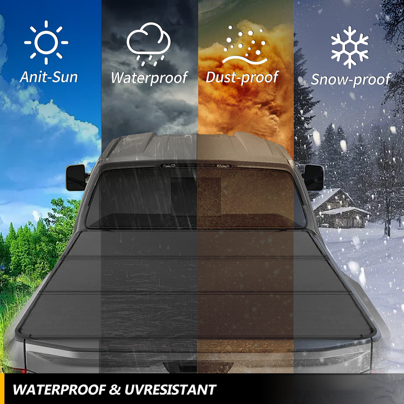 Trucktok 2003-2024 Dodge Ram 1500 2500 3500 6.4FT Hard Tri-Fold Tonneau Cover Truck Bed