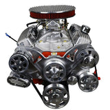 GM Small Block Compatible 383 c.i. Low Profile Engine - 436 Horsepower - Deluxe Dressed - Polished Pulley Kit - Carbureted