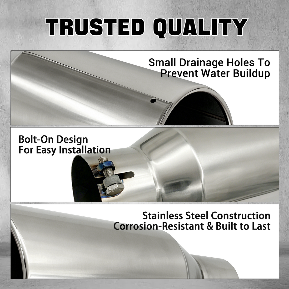 Trucktok 4" Inlet 6" Outlet 15" Overall Length Stainless Steel Bolt On Exhaust Tailpipe Tip TruckTok
