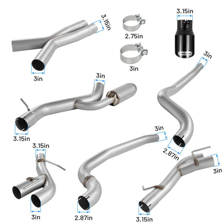 2016-2024 Chevy Camaro SS/ZL 1 6.2L Catback Exhaust 3" Dual