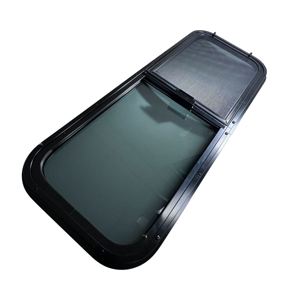 CRL Glass Slider Window w/ Clamp Ring (Passenger Side) for Sprinter Van Wideouts S&B