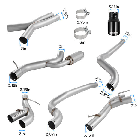 2016-2024 Chevy Camaro SS/ZL 1 6.2L Catback Exhaust 3" Dual Flashark