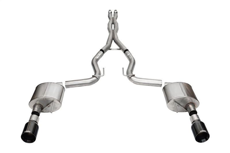 Corsa 24 Ford MustangGT Xtreme Cat-Back Ex.Sys 3,0 po Sortie arrière double avec embout StraightCut PVD noir de 4,5 po