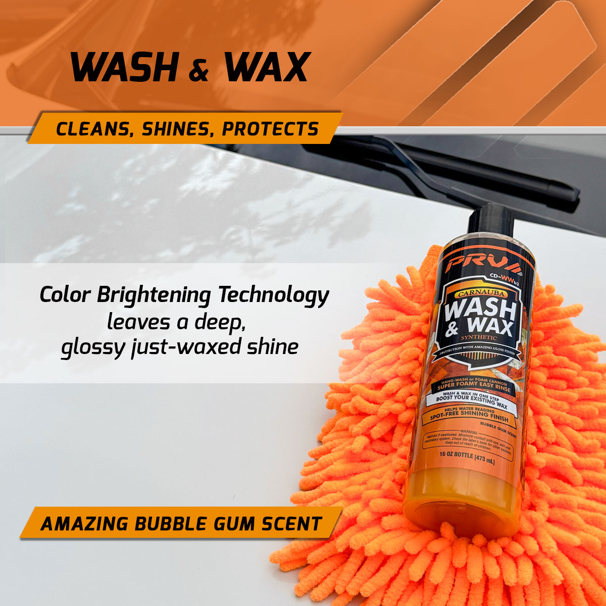PRV Audio Wash and Wax Car Soap Carnauba 16 fl oz