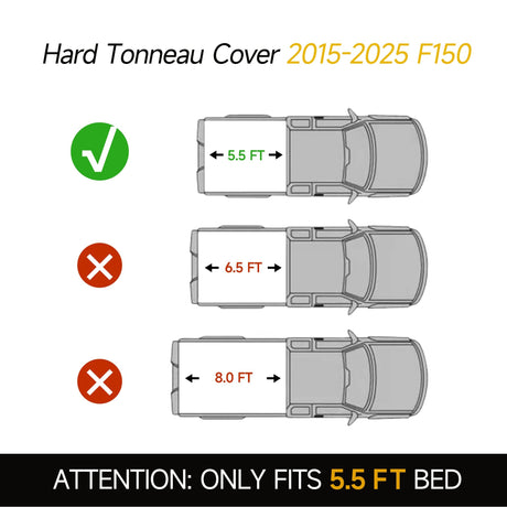 Trucktok 2015-2025 Ford F150 5.5FT Hard Tri-Fold Tonneau Cover Truck Bed Pickup TruckTok