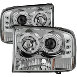 Spyder Chrome 1-PC. Projector Headlights W/ LED HALO - 6.0/7.3 Powerstroke (1999-2004)
