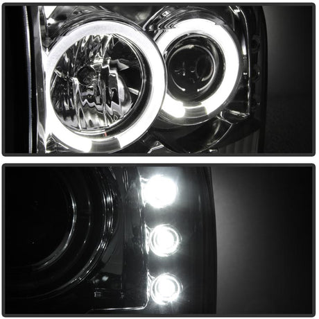 Spyder Chrome 1-PC. Projector Headlights W/ LED HALO - 6.0/7.3 Powerstroke (1999-2004)