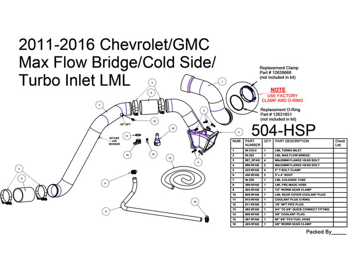 HSP MAX Flow Bridge/ Cold Side Tube/ Turbo Inlet, 2011-2016 Chevrolet / GMC 6.6L Duramax LML HSP Diesel
