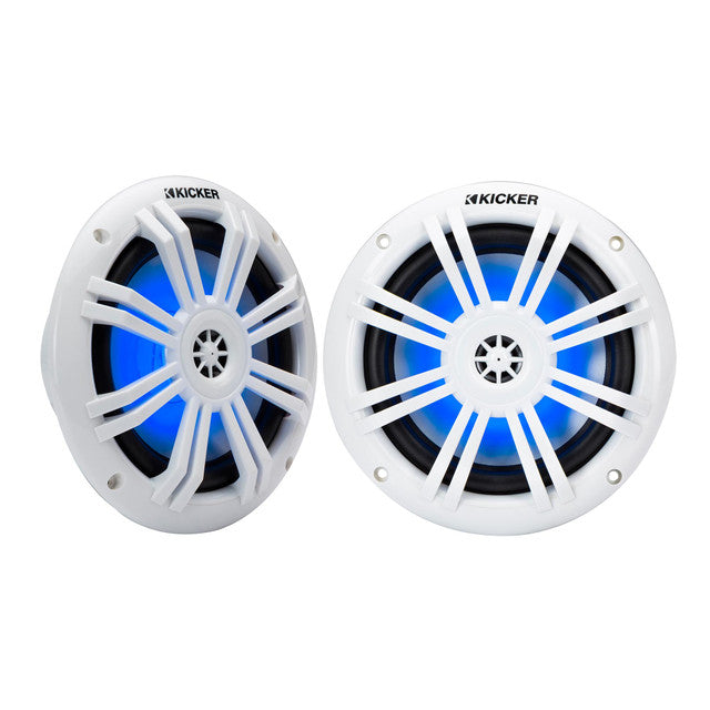 Kicker KM604WL 6.5" Marine Coaxial Speakers w/ RGB Lighting 4-Ohm (Pair) Kicker