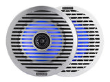 Kicker KM614FL 6.5" Thin-Mount RGB LED Marine Coaxial Speakers 4-Ohm - White & Silver Grilles (Pair) Kicker