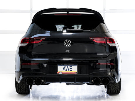 Échappement quadruple AWE MK8 pour Volkswagen Golf R 3 pouces Track Edition - Embouts noirs diamantés