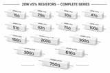 PANMILED 20W Cement Resistor, ±5% Ceramic Wirewound Power Resistor (15Ω–750Ω) High Watt Fixed Resistor TekShack