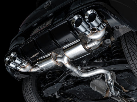 Échappement quadruple AWE MK8 pour Volkswagen Golf R 3 pouces Touring Edition - Embouts chromés argentés