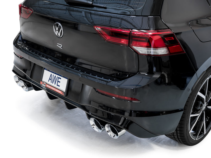Échappement quadruple AWE MK8 pour Volkswagen Golf R 3 pouces Track Edition - Embouts chromés argentés