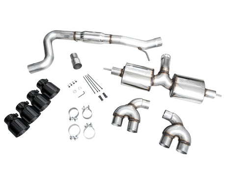 Échappement quadruple AWE MK8 pour Volkswagen Golf R 3 pouces Touring Edition - Embouts noirs diamantés