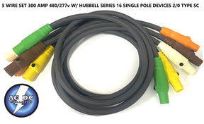 CAMLOCK - 50 FT 5 WIRE SET 300 AMP 480 VOLT M/F SERIES 16 HUBBELL 2/0 600V SC AC/DC WIRE AND SUPPLY