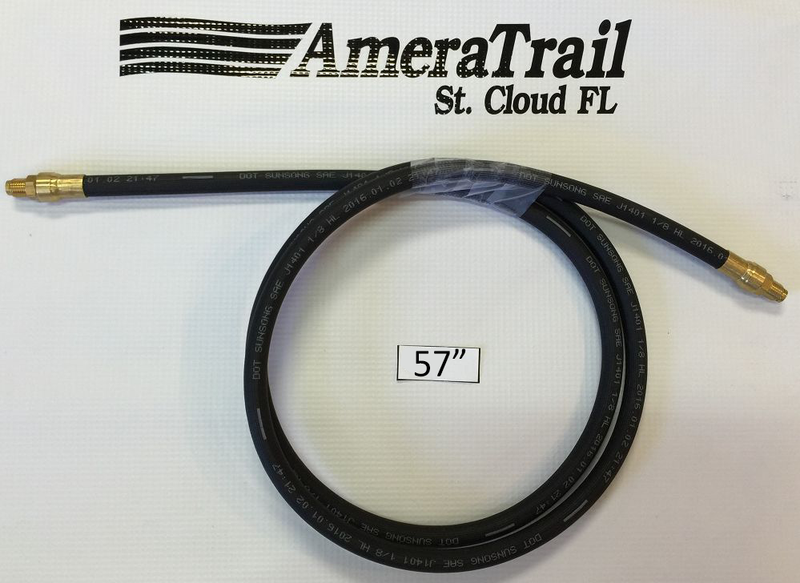 57" Brake Line, 1/8" ID 3/16" Brass Male Fittings w/ Stainless Flares - Kodiak Hydraulic Brake Hose