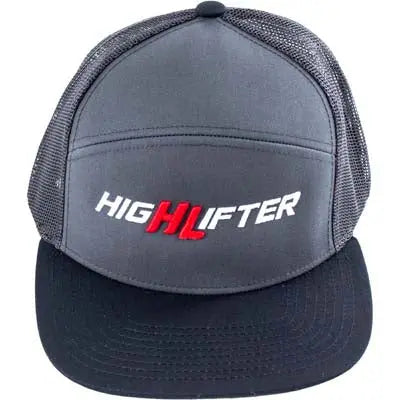 High Lifter Charcoal Black Logo Flat Bill 6-Panel Arch Trucker Snapback Hat