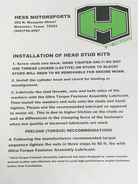 Heavy Duty Head Stud Kit- Honda Talon/ Pioneer
