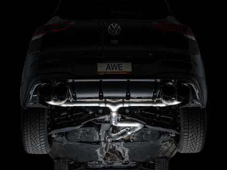 Échappement quadruple AWE MK8 pour Volkswagen Golf R 3 pouces Track Edition - Embouts noirs diamantés