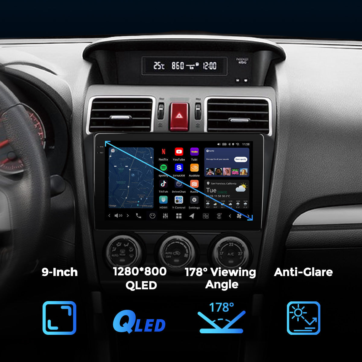 VISION 9” Custom-Fit Car Stereo for Subaru Forester/ WRX/ WRX STI 2016-2021