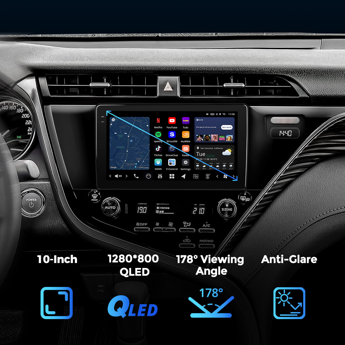 VISION 10” Custom-Fit Car Stereo for Toyota Camry 2018-2020