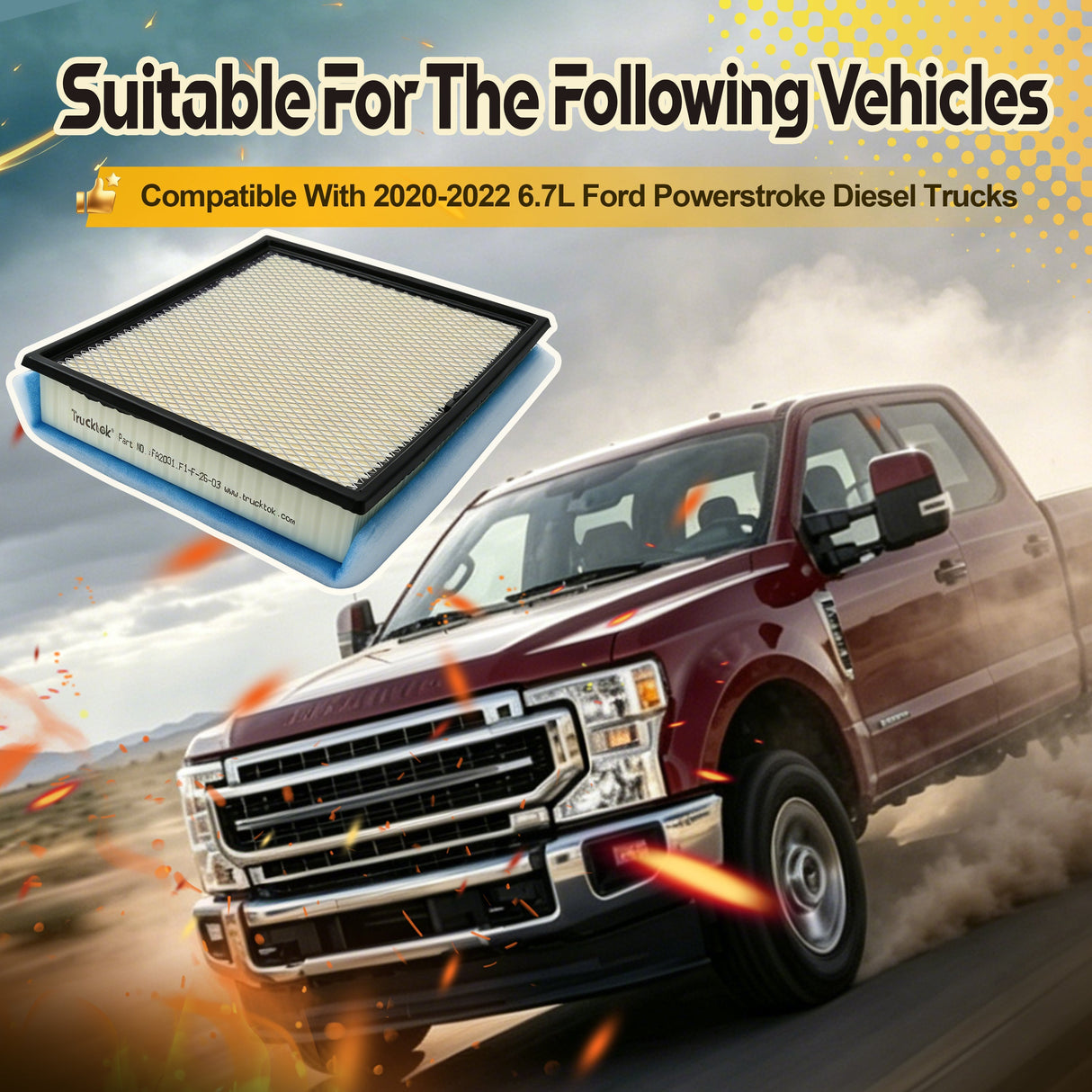 Trucktok 2020-2026 6.7L Ford Powerstroke Diesel Air Filter Replaces FA2031 TruckTok