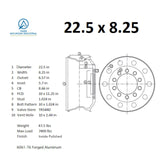 22.5x8.25 Truck Wheels 4pcs Forged Aluminum Rims $235 each BULK PRICE Both-Side Polished Mirror Hub-Piloted