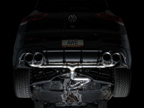 Échappement quadruple AWE MK8 pour Volkswagen Golf R 3 pouces Track Edition - Embouts chromés argentés