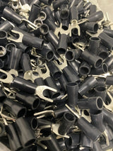 14-12 GA BLACK FORK SPADE TERMINAL VINYL INSULATED CRIMP WIRE CONNECTOR Unbranded