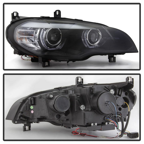 Phares de projecteur Spyder 07-10 BMW X5 E70 (modèles HID uniquement) - Noir PRO-YD-BMWE7007-AFSHID-BK