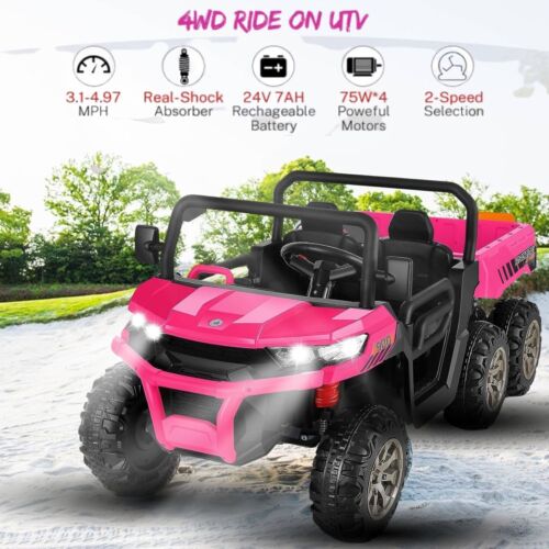 6-Wheel 24V Ride-On Truck with Remote Control and Dump Truck Feature - 2 Seater, 300W Power - US Model