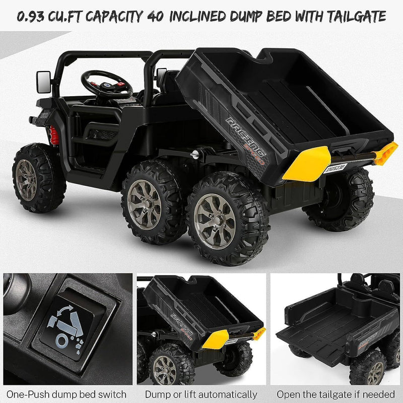 6-Wheel 24V Ride-On Truck with Remote Control and Dump Truck Feature - 2 Seater, 300W Power - US Model